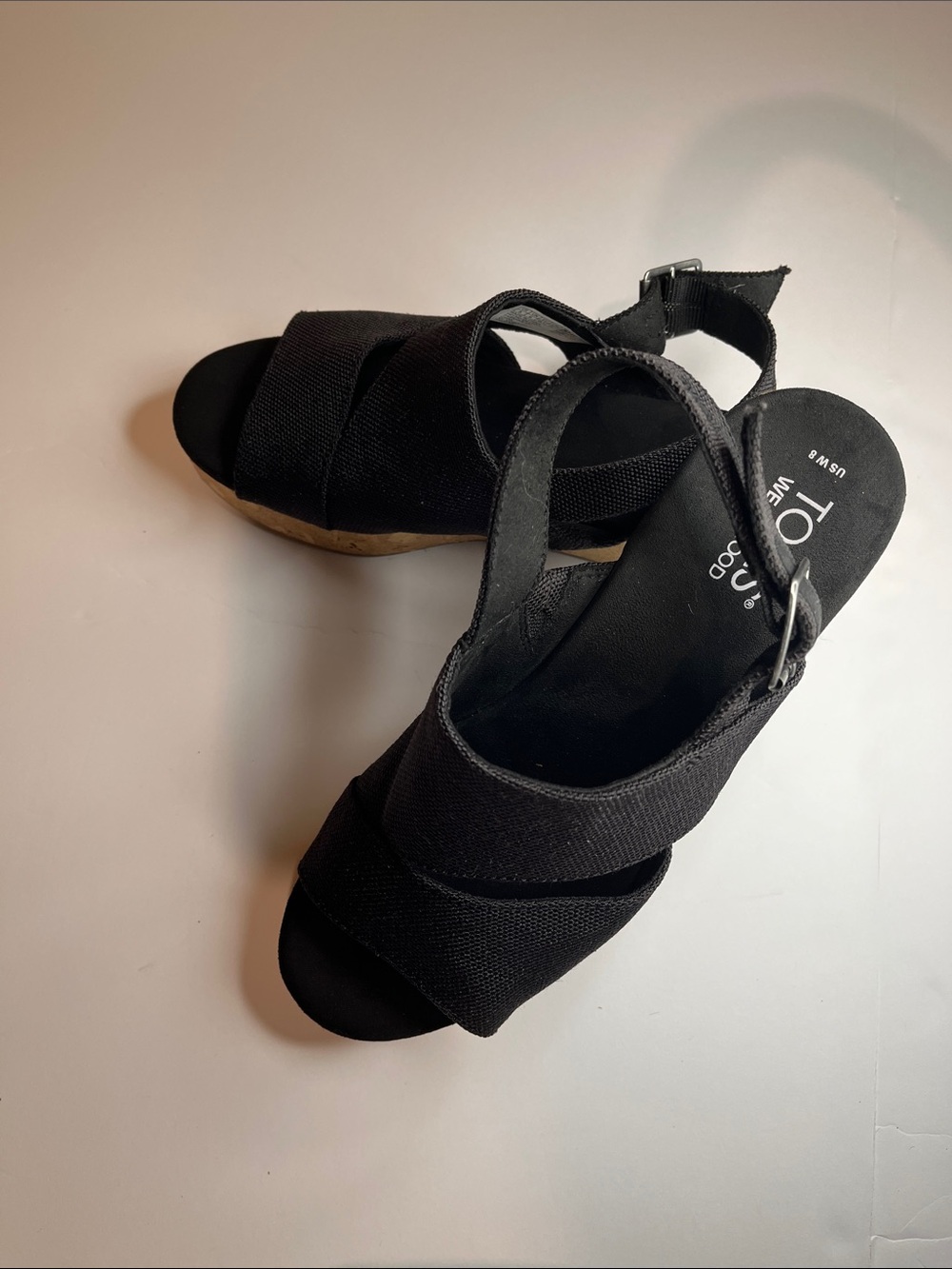 TOMS wear good Black Crisscross Stretch Slingback Sandals - Picture 3 of 10